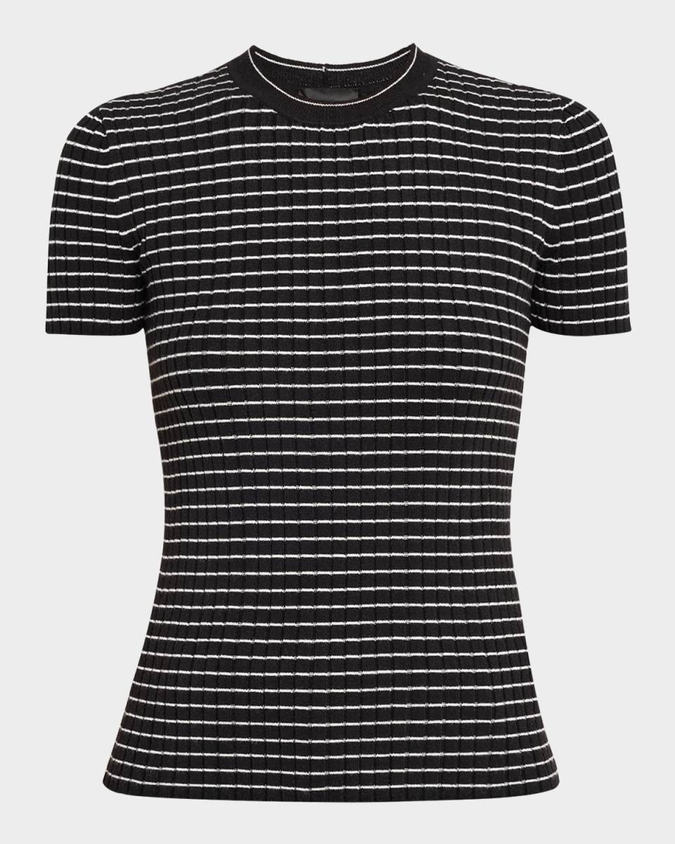 Striped Crewneck Rib Knit Tee
